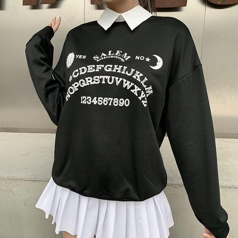 Litlookz Studio Dark Academia Letter Print Sweatshirt