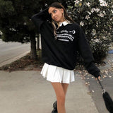 Litlookz Studio Dark Academia Letter Print Sweatshirt, view 2