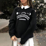 Litlookz Studio Dark Academia Letter Print Sweatshirt, view 3