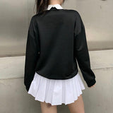 Litlookz Studio Dark Academia Letter Print Sweatshirt, view 4