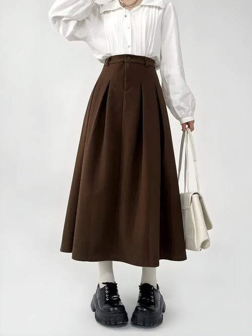 Litlookz Studio Dark Academia Pleated Midi Skirt