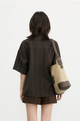 Litlookz Studio Dark Academia V-Neck Plaid Shirt, view 2