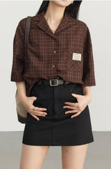 Litlookz Studio Dark Academia V-Neck Plaid Shirt, view 5