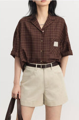 Litlookz Studio Dark Academia V-Neck Plaid Shirt, view 6