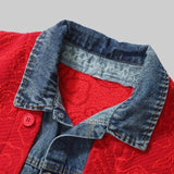Litlookz Studio Denim-Collar Knit Cardigan, view 5