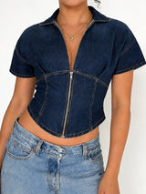 Litlookz Studio Denim Zip Shirts Top, view 2