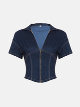 Litlookz Studio Denim Zip Shirts Top, view 5