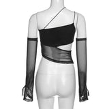 Litlookz Studio Detachable Sleeved Mesh Halter Top, view 6