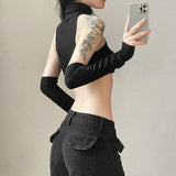 Litlookz Studio Detachable Sleeved Turtleneck Halter Top, view 2