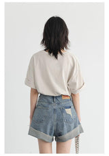 Litlookz Studio Distressed and Slit Jean Shorts, view 2