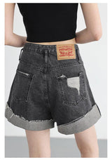 Litlookz Studio Distressed and Slit Jean Shorts, view 5
