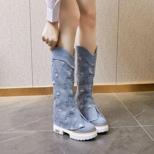 Litlookz Studio Distressed Denim Boots