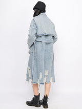 Litlookz Studio Distressed Denim Trench Coat, view 4