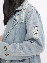 Litlookz Studio Distressed Denim Trench Coat, view 5