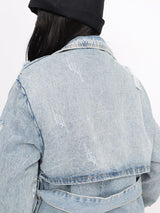 Litlookz Studio Distressed Denim Trench Coat, view 6