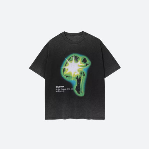 Litlookz Studio Distressed Green Human Figure Printed Tee