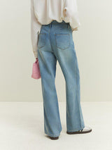 Litlookz Studio Double Buttoned Light Washed Jeans, view 2