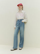 Litlookz Studio Double Buttoned Light Washed Jeans, view 4