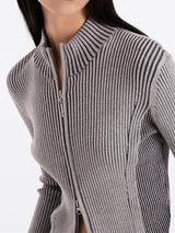 Litlookz Studio Double Zip-Up Distressed Corduroy Cardigan, view 2