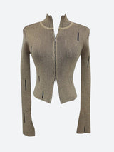 Litlookz Studio Double Zip-Up Distressed Corduroy Cardigan, view 3