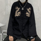 Litlookz Studio Dragon Embroidery Mandarin Collar Shirt, view 3