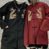 Litlookz Studio Dragon Embroidery Mandarin Collar Shirt, view 5
