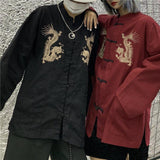 Litlookz Studio Dragon Embroidery Mandarin Collar Shirt, view 6