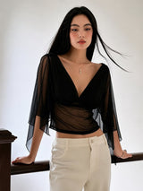 Litlookz Studio Draped Sleeve Blouse, view 4