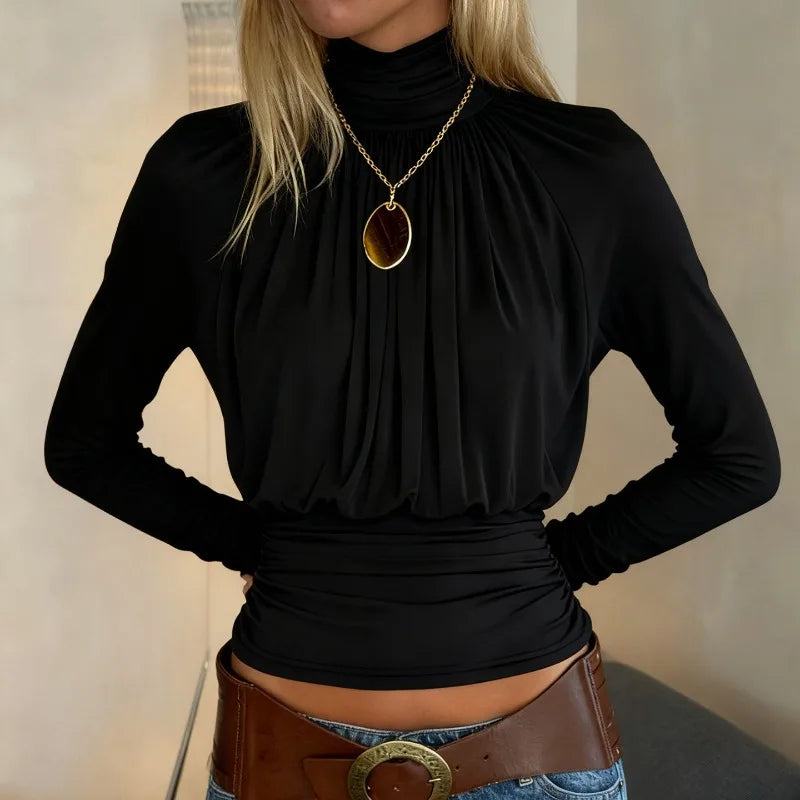 Litlookz Studio Draped Turtleneck Top