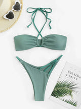 Litlookz Studio Drawstring Halter Tie Bikini Set, view 2