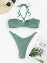 Litlookz Studio Drawstring Halter Tie Bikini Set, view 3