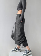 Litlookz Studio Drawstring Parachute Midi Skirt, view 4