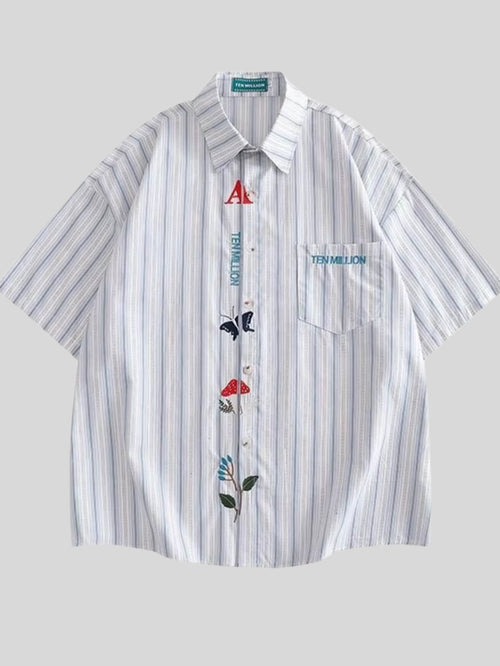 Litlookz Studio Embroidered Stripe Button-Up Shirt