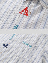 Litlookz Studio Embroidered Stripe Button-Up Shirt, view 4