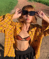 Litlookz Studio Embroidered Tasseled Plaid Shirt, view 2