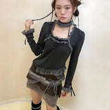 Litlookz Studio Fairy Grunge Asymmetric Lace Top, view 2