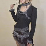 Litlookz Studio Fairy Grunge Asymmetric Lace Top, view 3