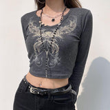Litlookz Studio Fairy Grunge Butterfly Crop Top, view 2