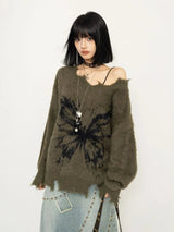 Litlookz Studio Fairy Grunge Butterfly Fluffy Sweater, view 3