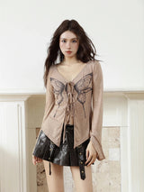 Litlookz Studio Fairy Grunge Butterfly Open Front Top, view 3