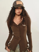 Litlookz Studio Fairy Grunge Corduroy Distressed Cardigan, view 3