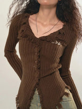 Litlookz Studio Fairy Grunge Corduroy Distressed Cardigan, view 4