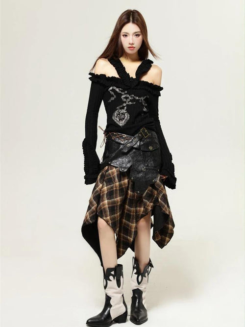 Litlookz Studio Fairy Grunge Cut Out Shoulder Top
