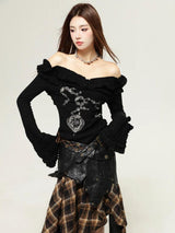 Litlookz Studio Fairy Grunge Cut Out Shoulder Top, view 2