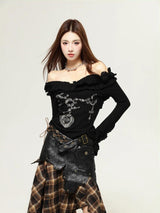 Litlookz Studio Fairy Grunge Cut Out Shoulder Top, view 3