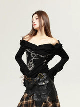 Litlookz Studio Fairy Grunge Cut Out Shoulder Top, view 6