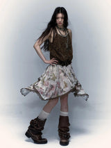Litlookz Studio Fairy Grunge Floral Asymmetric Midi Skirt, view 2