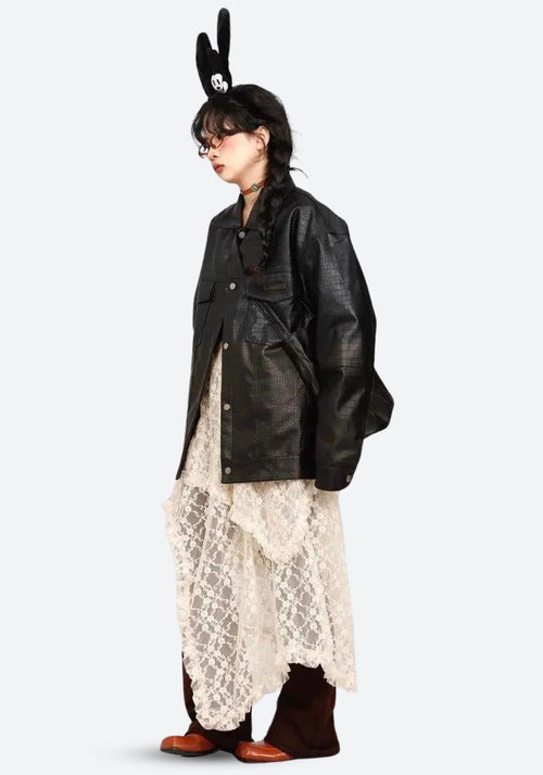 Litlookz Studio Fairy Grunge Lace Midi Skirt