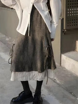 Litlookz Studio Fairy Grunge Lace Up Midi Skirt, view 3