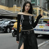 Litlookz Studio Fairy Grunge Off Shoulder Lace Up Top, view 2